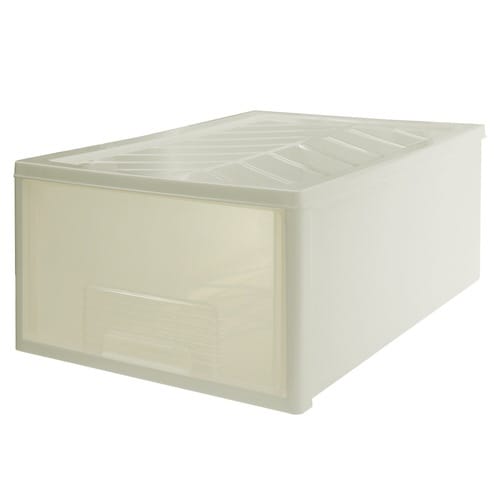 収納ケース クローゼット 浅型 クリア×アイボリー