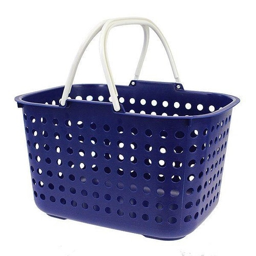 ランドリーバスケット 浅型 ブルー