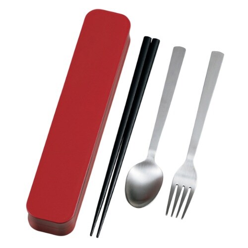 トリオセット 箸 スプーン フォーク レッド