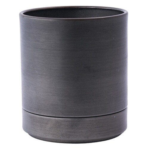 植木鉢 MC円柱メタルECOポット ダークブラック