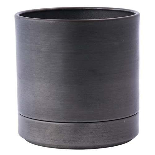 植木鉢 MC円柱メタルECOポット ダークブラック