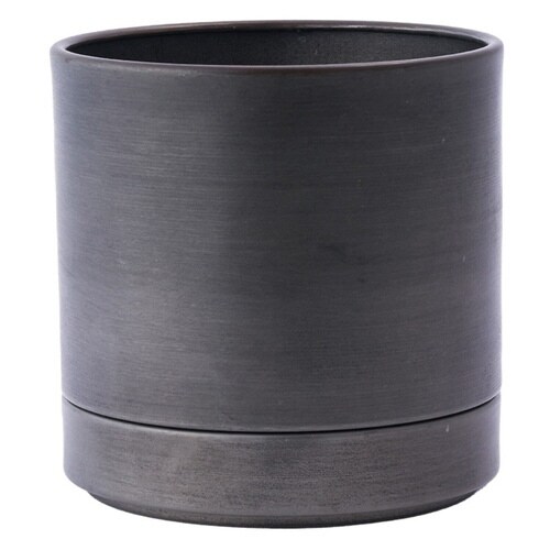 植木鉢 MC円柱メタルECOポット ダークブラック