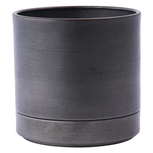 植木鉢 MC円柱メタルECOポット ダークブラック