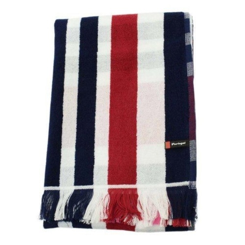 バスタオル ポルトホワイト&チェック レッド