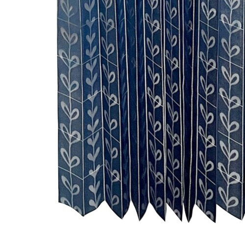 アコーディオンカーテン リーフ柄 ネイビー