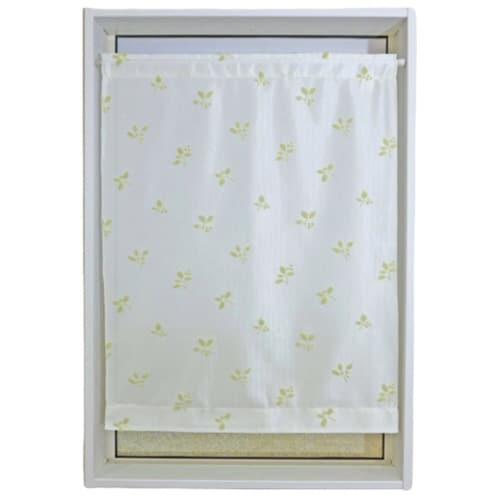 レースカーテン リーフ柄 小窓 グリーン