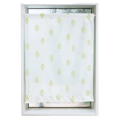 レースカーテン 葉っぱ柄 小窓 グリーン