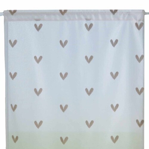 レースカーテン 小窓 ハート柄 グレージュ