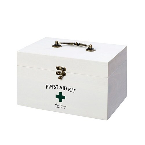 救急箱 収納ボックス Sサイズ 薬 木製 ホワイト