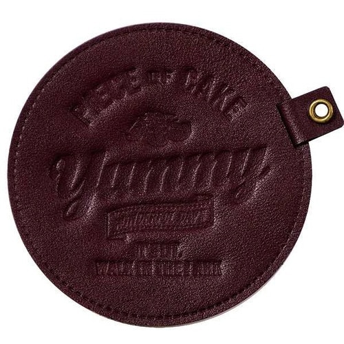 コースター 丸 皮製 ダークレッド