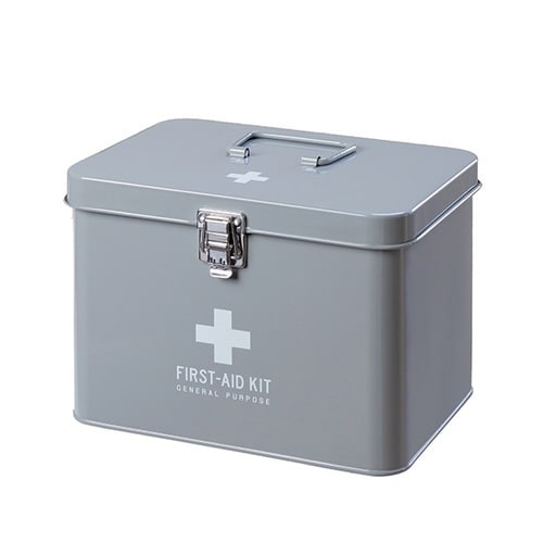 救急箱 収納ボックス Mサイズ 薬 2段 グレー