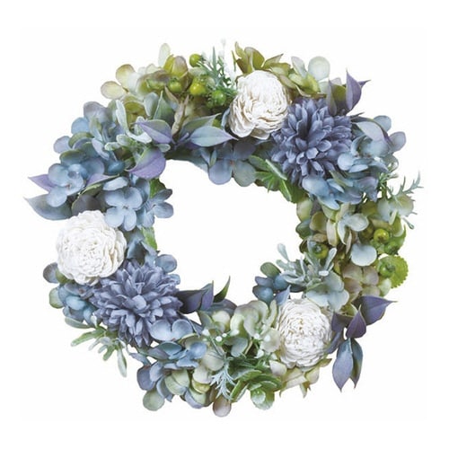 フェイクグリーン リース アンティーク ブルー