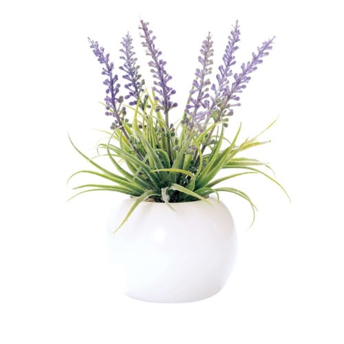 フェイクグリーン ラウンドポット 卓上 ラベンダー