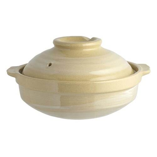 土鍋 19cm ガス火専用 浅型土鍋 雪刷毛目