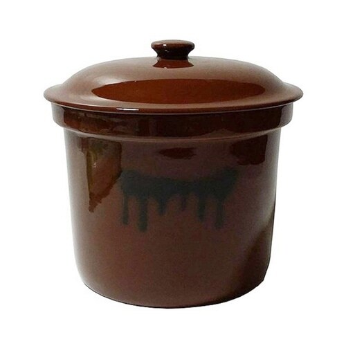 漬物容器 切立かめ 5号 9L 蓋付き 陶器