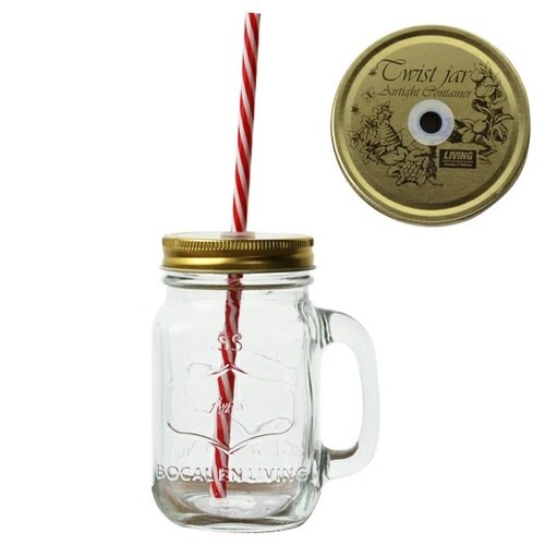 ドリンクジャー ガラスジャー 380ml ゴールド