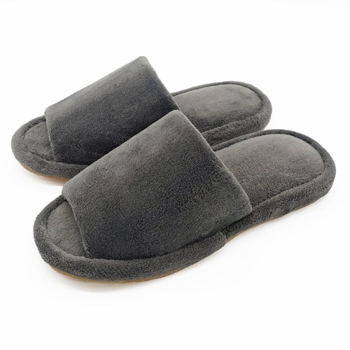 スリッパ マイクロファイバー 外縫い チャコール
