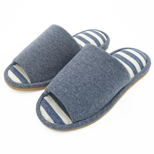 スリッパ ウォッシャブルボーダー L ネイビー
