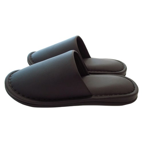 スリッパ マッドビニールレザー Lサイズ ブラック