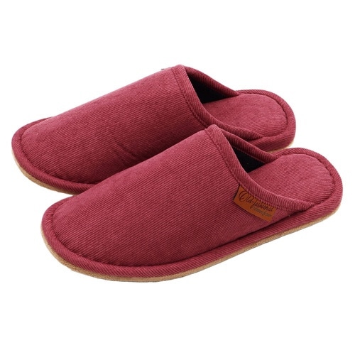 スリッパ コーデュロイ ポリエステル レッド(M)