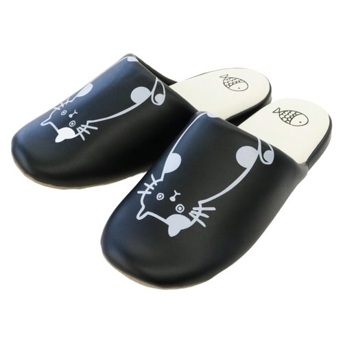 スリッパ ふきふきネコソフト Mサイズ ブラック