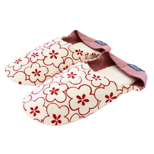 スリッパ てぬぐいスリッパ 綿 梅花紋×ピンク