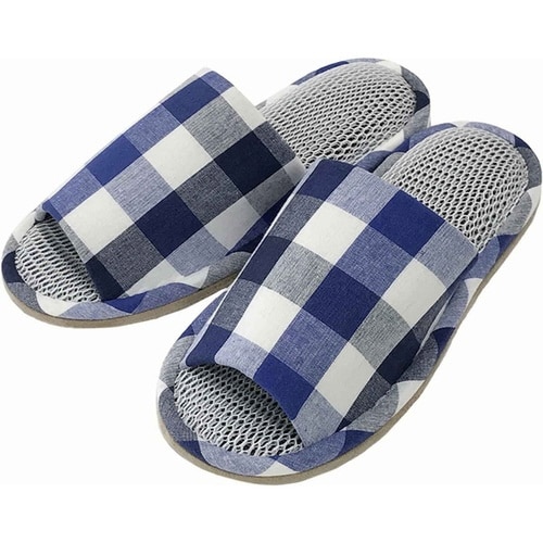 スリッパ マリンチェック外縫い Lサイズ