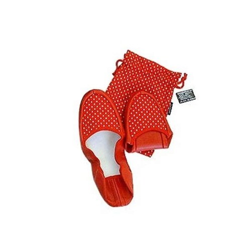 携帯スリッパ 水玉スリッパ 巾着付 レッド