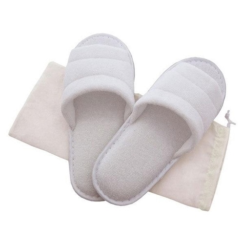 スリッパ タオル地スリッパ 巾着付き ホワイト