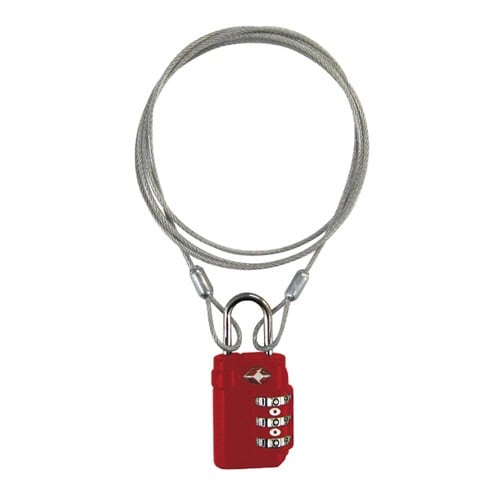 ダイヤル南京錠 ダイヤル式 1mワイヤー付 レッド