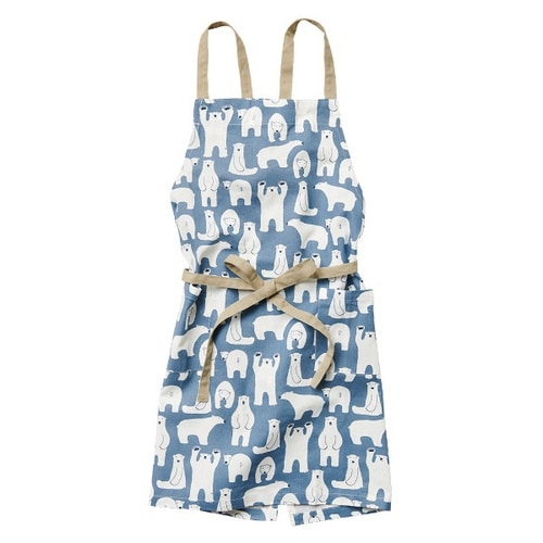 エプロン 白くま コニー 綿100% ブルー
