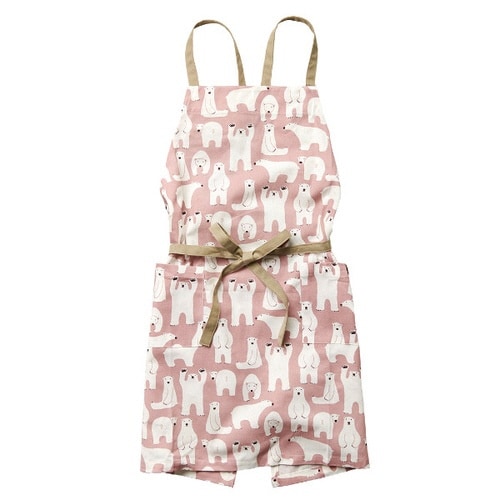 エプロン 白くま コニー 綿100% ピンク
