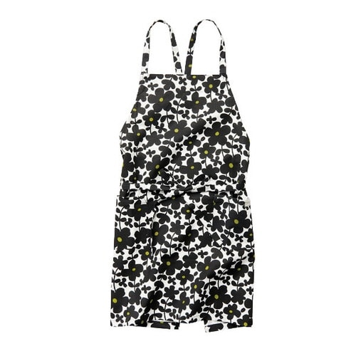 エプロン 花柄 セルマ 綿100% ブラック