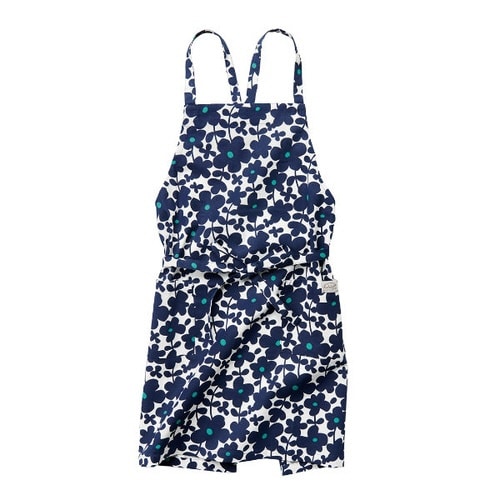 エプロン 花柄 セルマ 綿100% ブルー