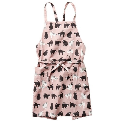 エプロン 猫柄 オレオ 綿100% ピンク
