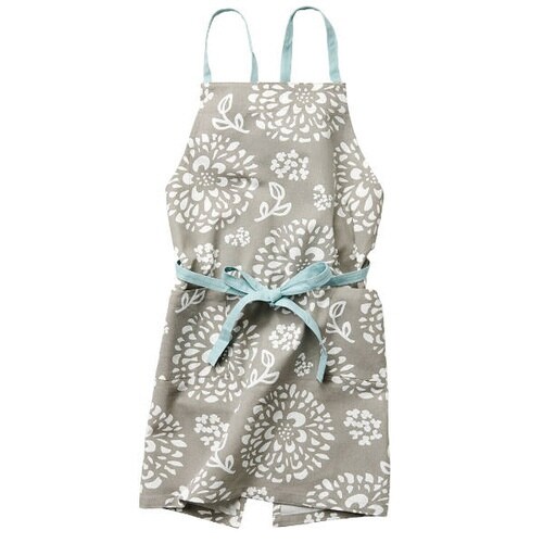 エプロン 花柄 ユーリ 綿100% グレー