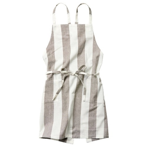 エプロン ストライプ柄 ビオ 綿100% グレー