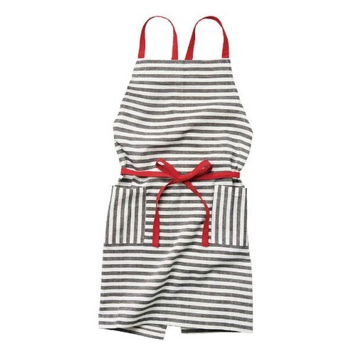 エプロン ストライプ柄 エブリン ブラック