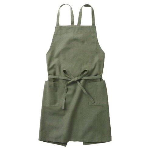 エプロン ソル 無地 綿100% カーキ