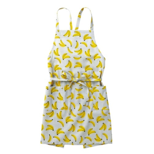 エプロン グレッタ 綿100% バナナ グレー
