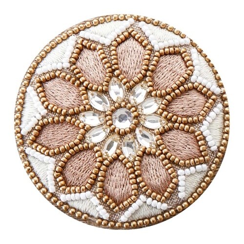 手鏡 ビーズ 刺繍 コンパクト ホワイト