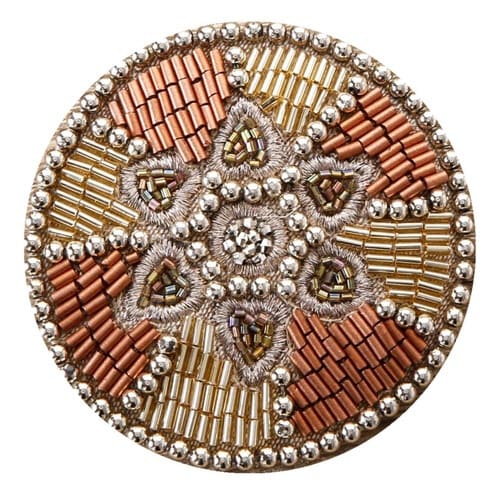 手鏡 ビーズ 刺繍 コンパクト ブロンズ