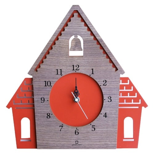 掛け時計 木製 ヤマト工芸 DOUWA レンガ色