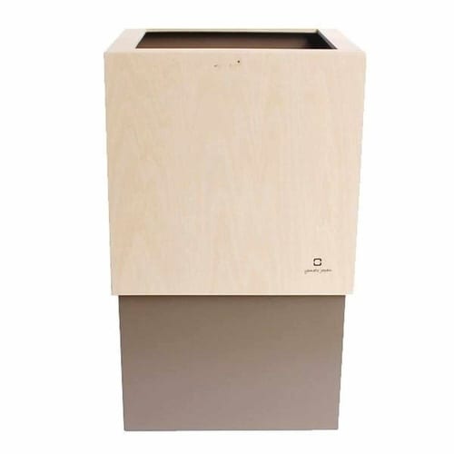 ゴミ箱 木製 10L W CUBE グレーブラウン