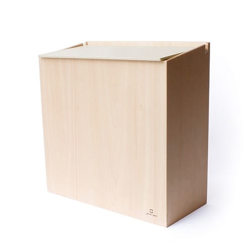 ゴミ箱 木製 スリム ふた付き アイボリー