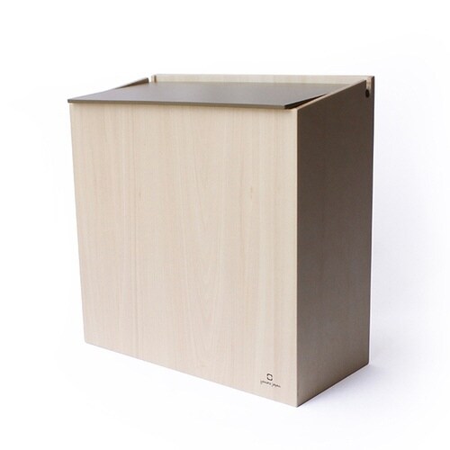 ゴミ箱 木製 スリム ふた付き グレーブラウン