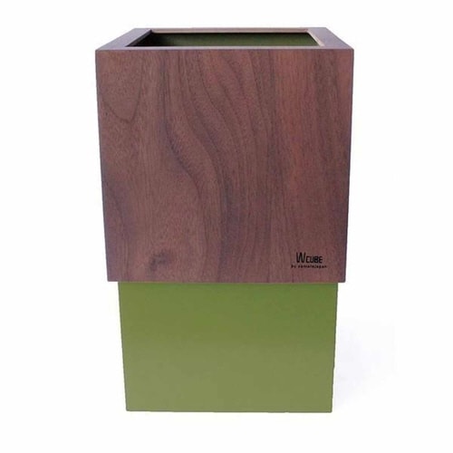 ゴミ箱 木製 10L W CUBE オリーブ