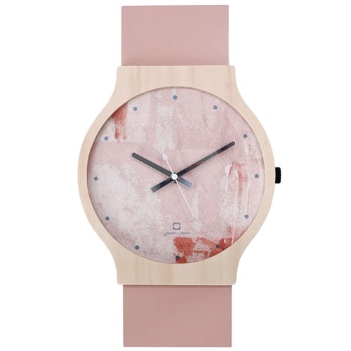 掛け時計 painting clock ピンク