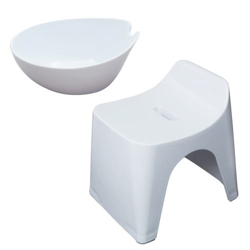 風呂椅子 湯桶 高さ25cm 2点セット ホワイト