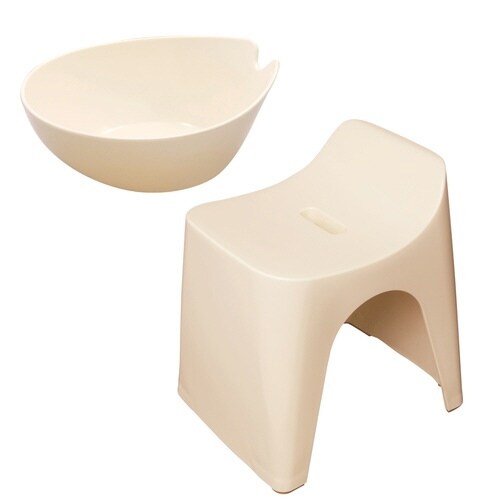 風呂椅子 湯桶 高さ30cm アイボリー